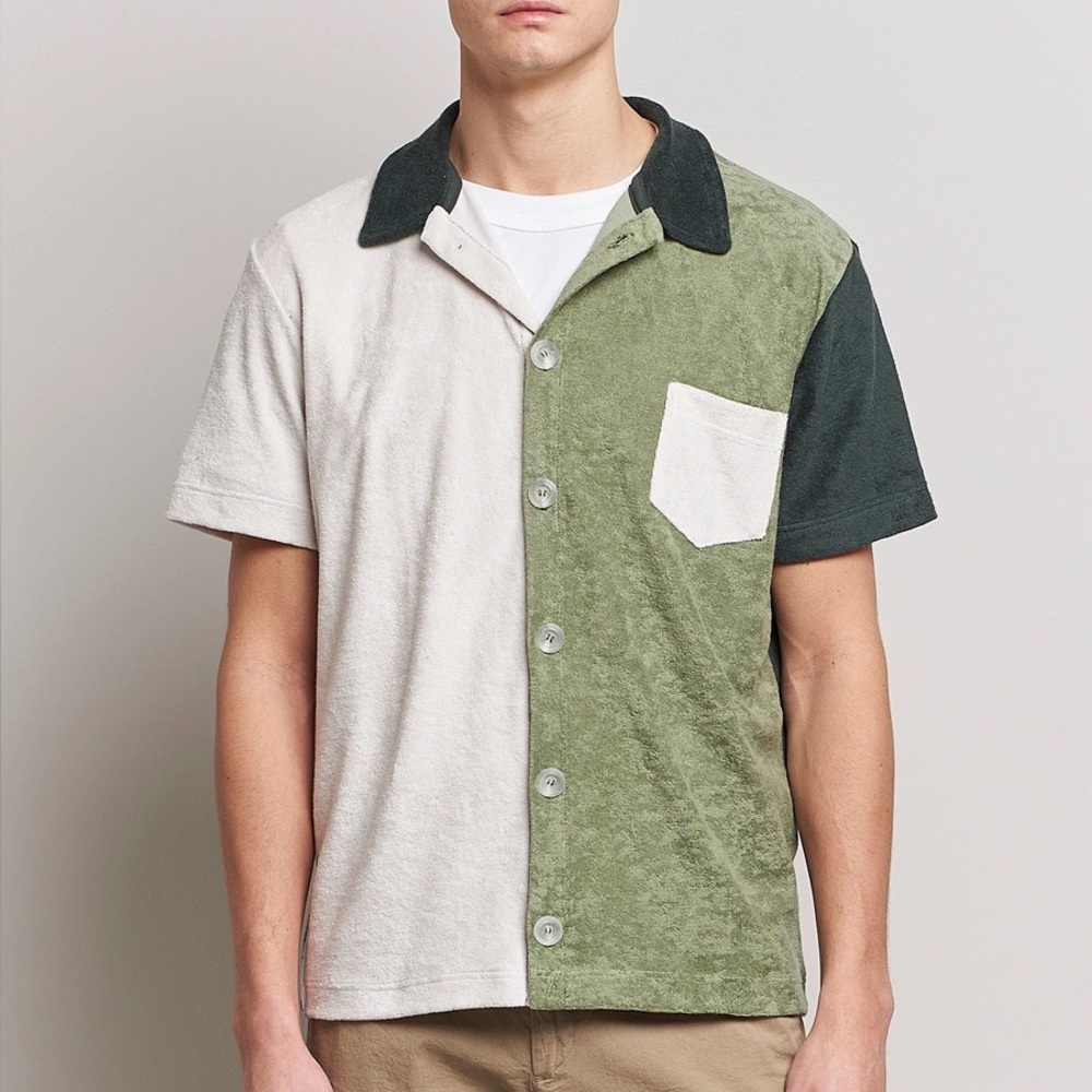 HOWLIN' Short Sleeve Color Block Terry Shirt Agave